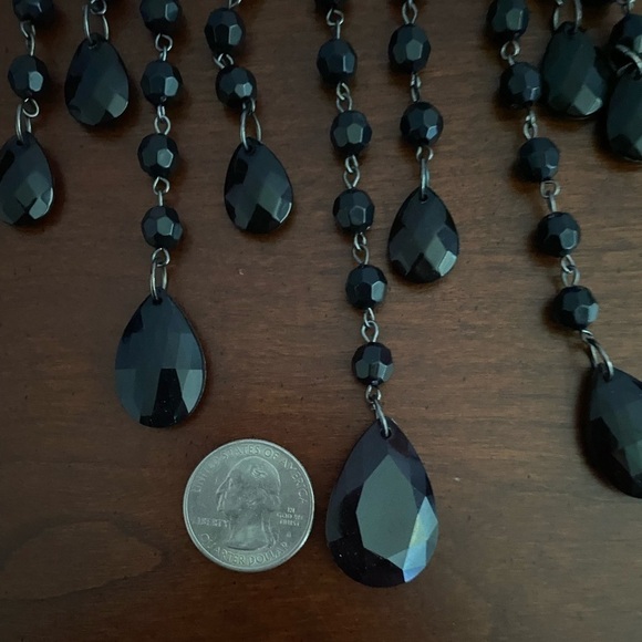 Gothic Glam Black Beaded Choker Necklace/Teardrop Dangle | Magnetic Clasp - Picture 7 of 7